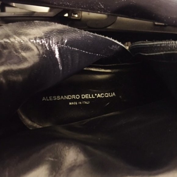 ALESSANDRO DELL \'ACQUA MEN\'S Zip LEATHER BOOT W/CAPTOE BLK US S10 1/2  43 1/2 EU